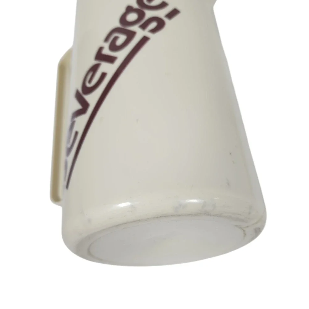 Vintage Beige Beverage Pitcher‎ with Brown Lid and Script Accent